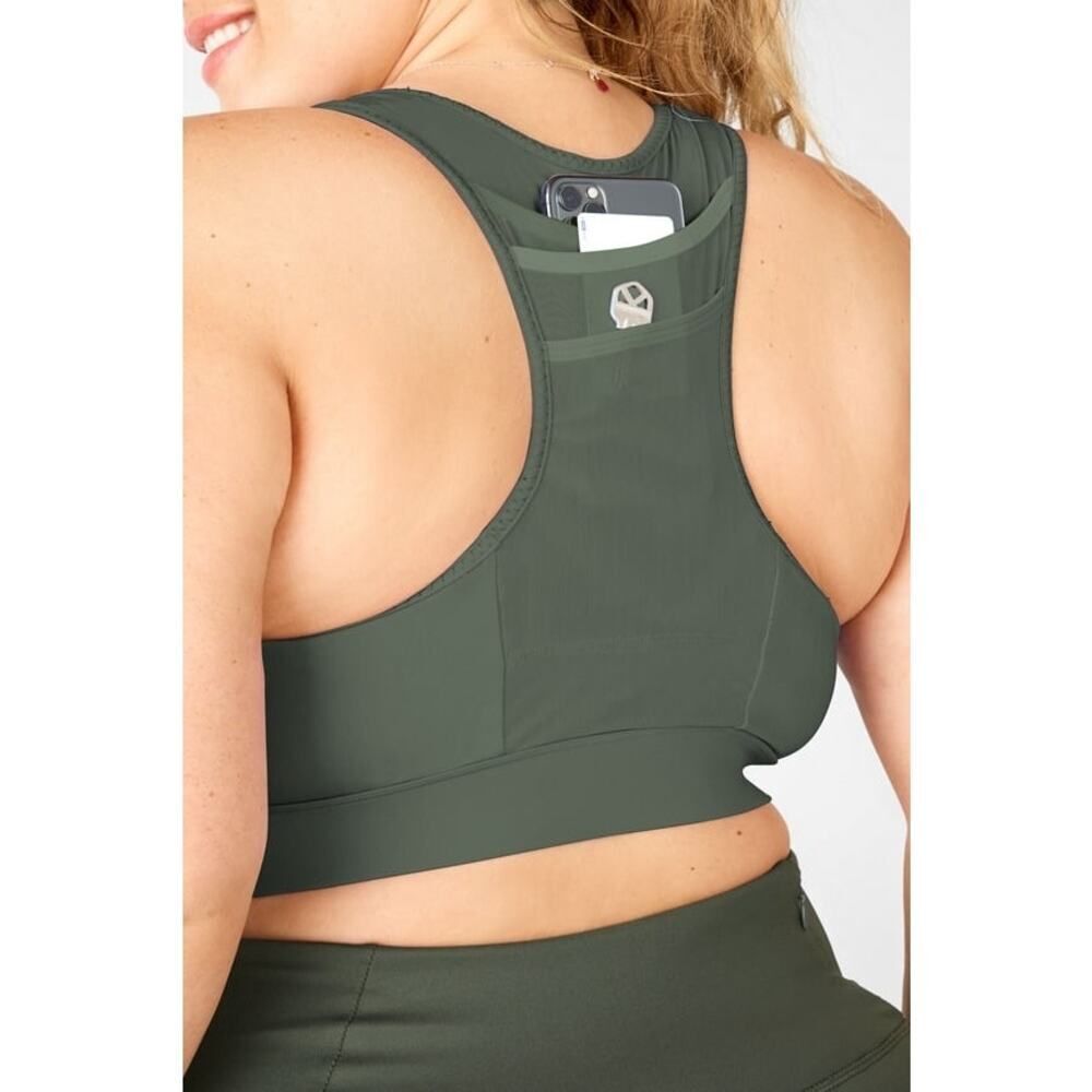 Fabletics Forest Green High-Neck Sports Bra - Picture 6 of 8
